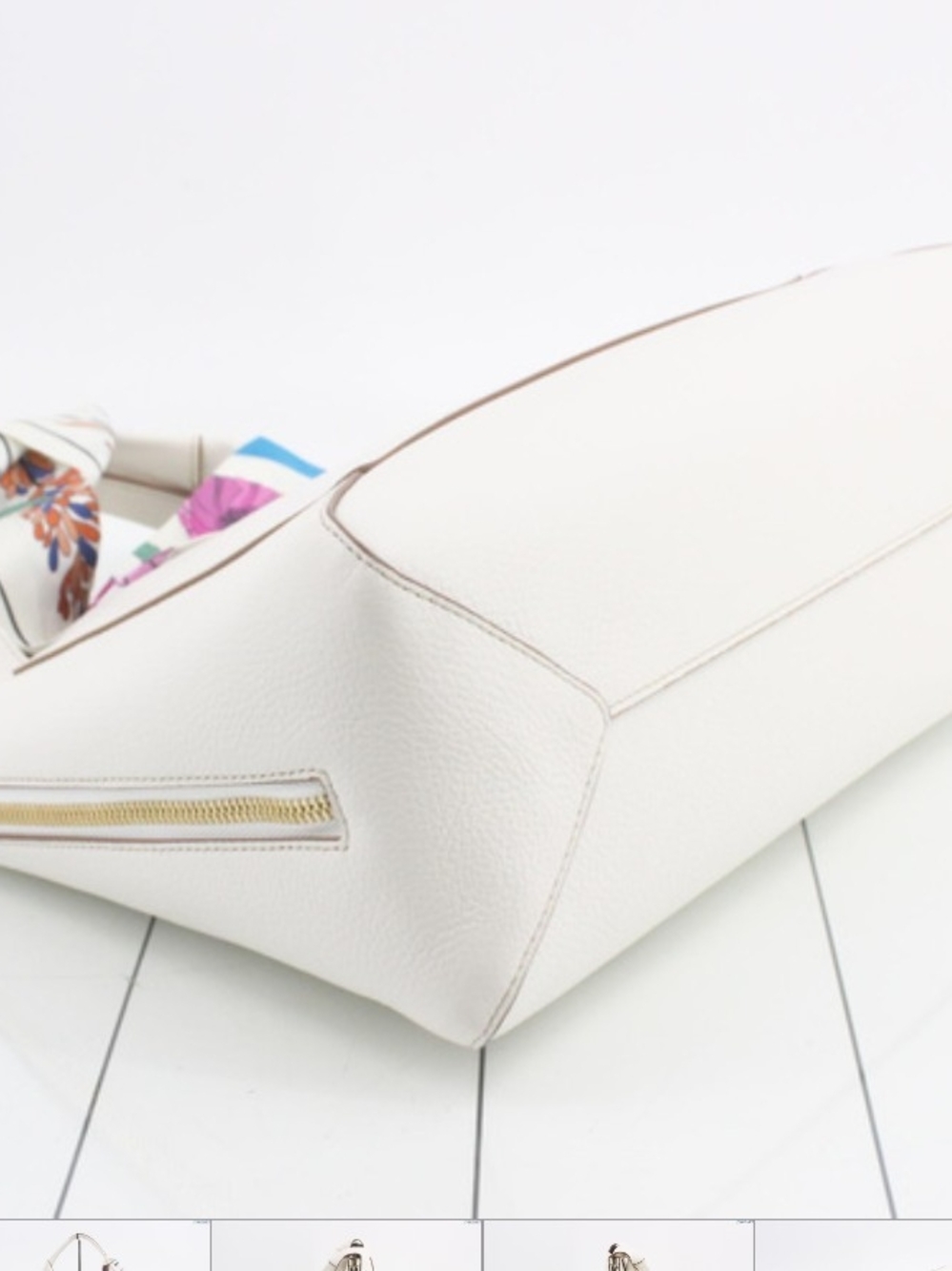 Furla Ivory Leather Hobo Bag with Scarf - Picture 6 of 9